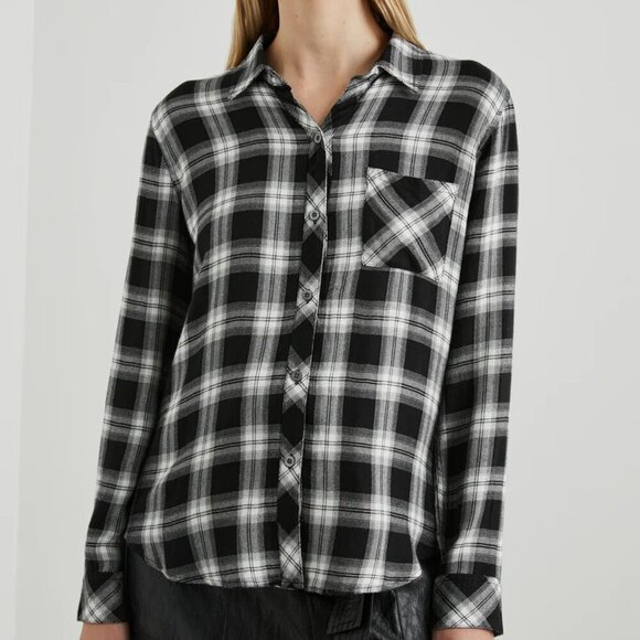 Rails Tops - Rails Hunter Midnight Snow Plaid Flannel Button Down Academia Preppy Comfy M